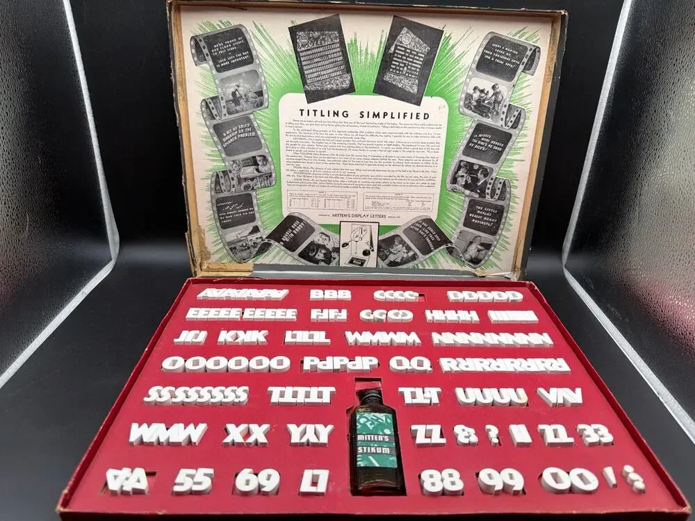 Vintage Mitten’s Display Letters Titling Simplified Kit Original Stikum 8mm 16mm